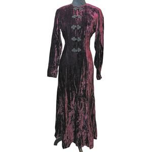 Vintage Liz Claiborne Velvet Maxi Dress Burgundy Wine Victorian Goth Size 6